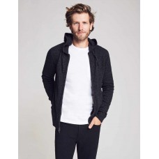 Cashmere Wool Full Zip Hoodie - Charcoal Marl